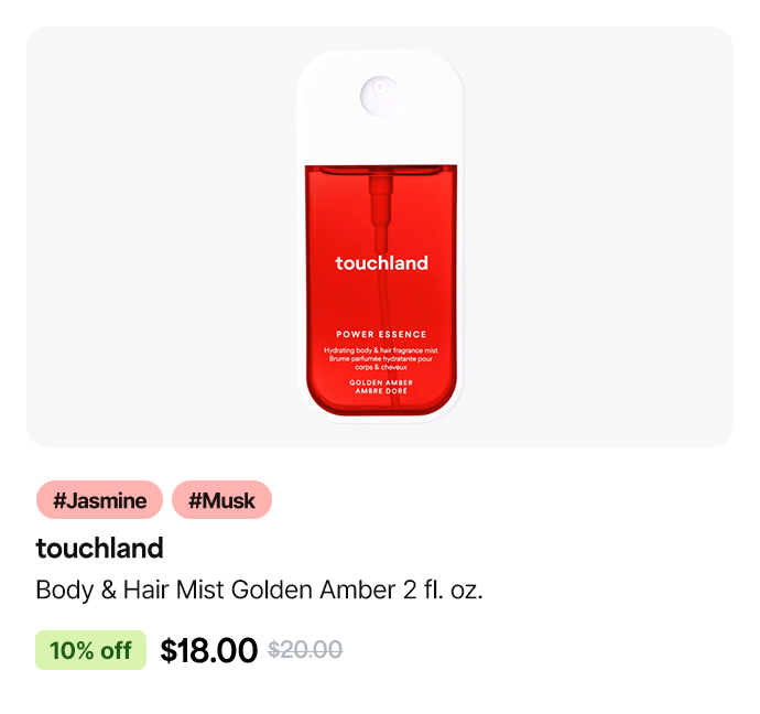 touchland Body & Hair Mist Golden Amber 2 fl. oz. #Jasmine #Musk - 10% off, original price $20, sale price $18