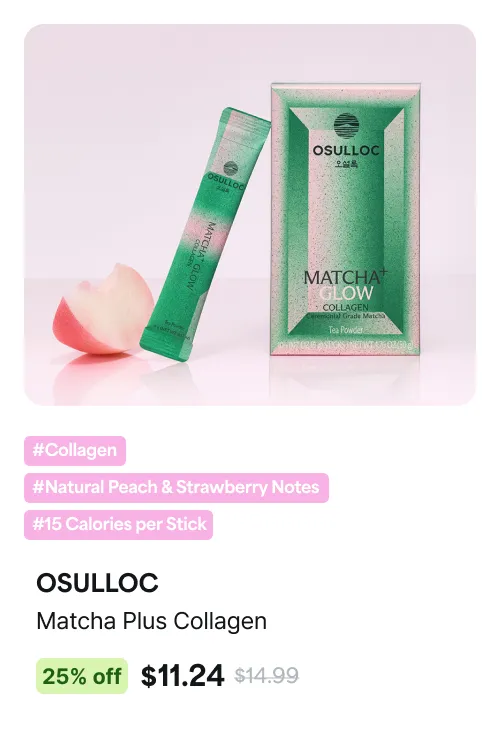 OSULLOC Matcha Plus Collagen / #Collagen #Natural Peach & Strawberry Notes #15 Calories per Stick