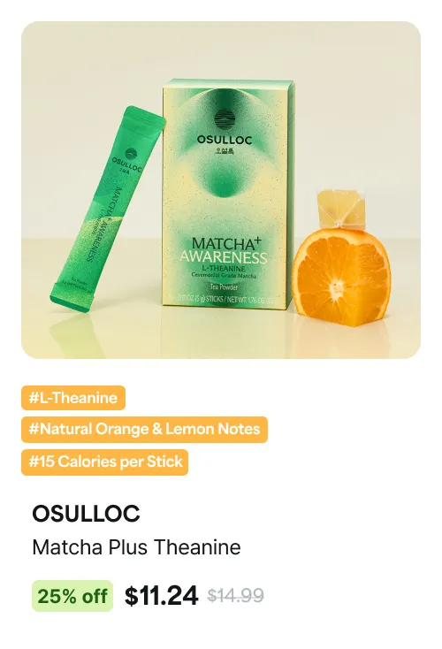 OSULLOC Matcha Plus Theanine / #L-Theanine #Natural Orange & Lemon Notes #15 Calories per Stick