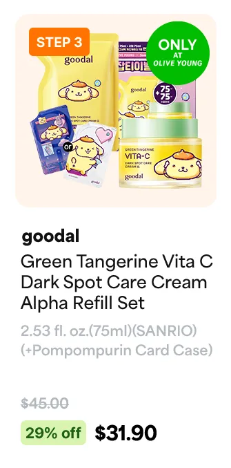 STEP 3 goodal Green Tangerine Vita C Dark Spot Care Pad Refill Set 70 Pads 5.41 fl. oz.(160ml) + Refill 70 Pads 5.41 fl. oz.(160ml) (SANRIO) (+ Pad Case)