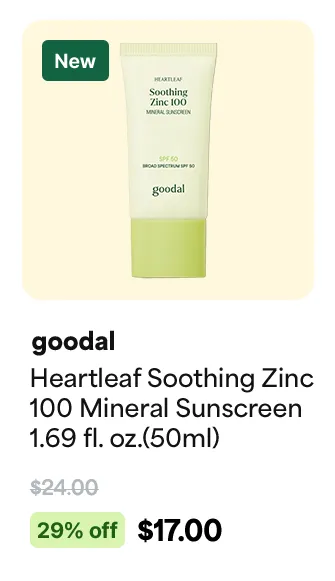 goodal Heartleaf Soothing Zinc 100 Mineral Sunscreen 1.69 fl. oz.(50ml)