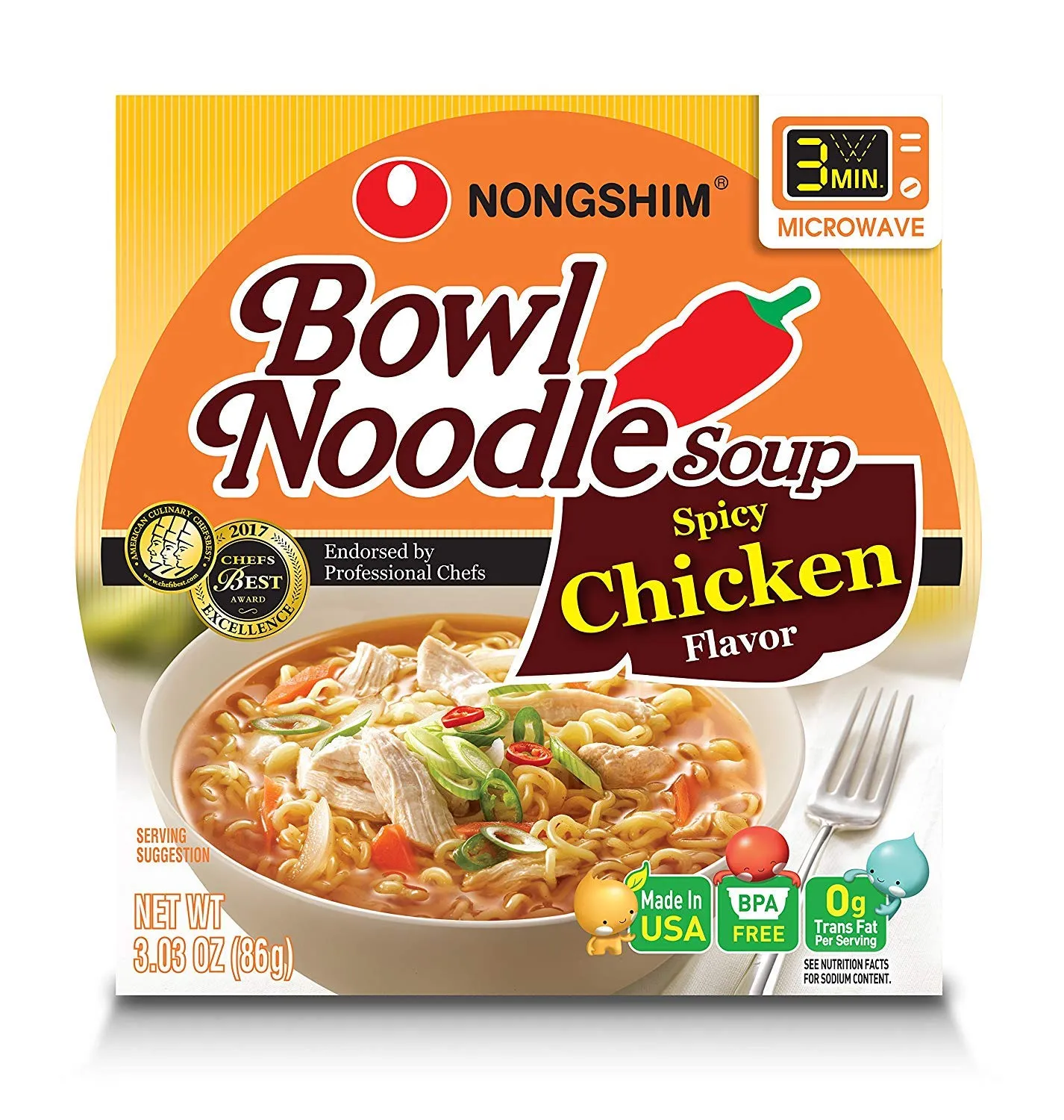 Nongshim Bowl Noodle Spicy Chicken 3.03 oz.(86g)