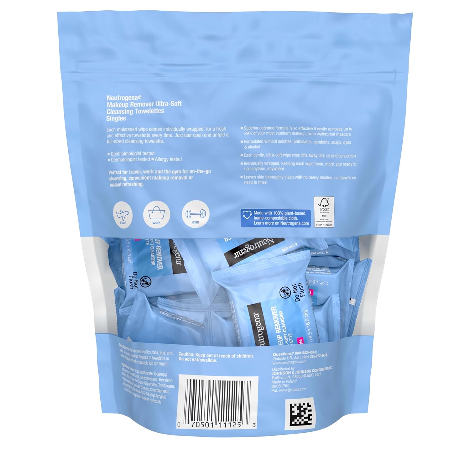 Neutrogena Makeup Remover Cleansing Towelette Singles x 20ea - Image 6 of 6