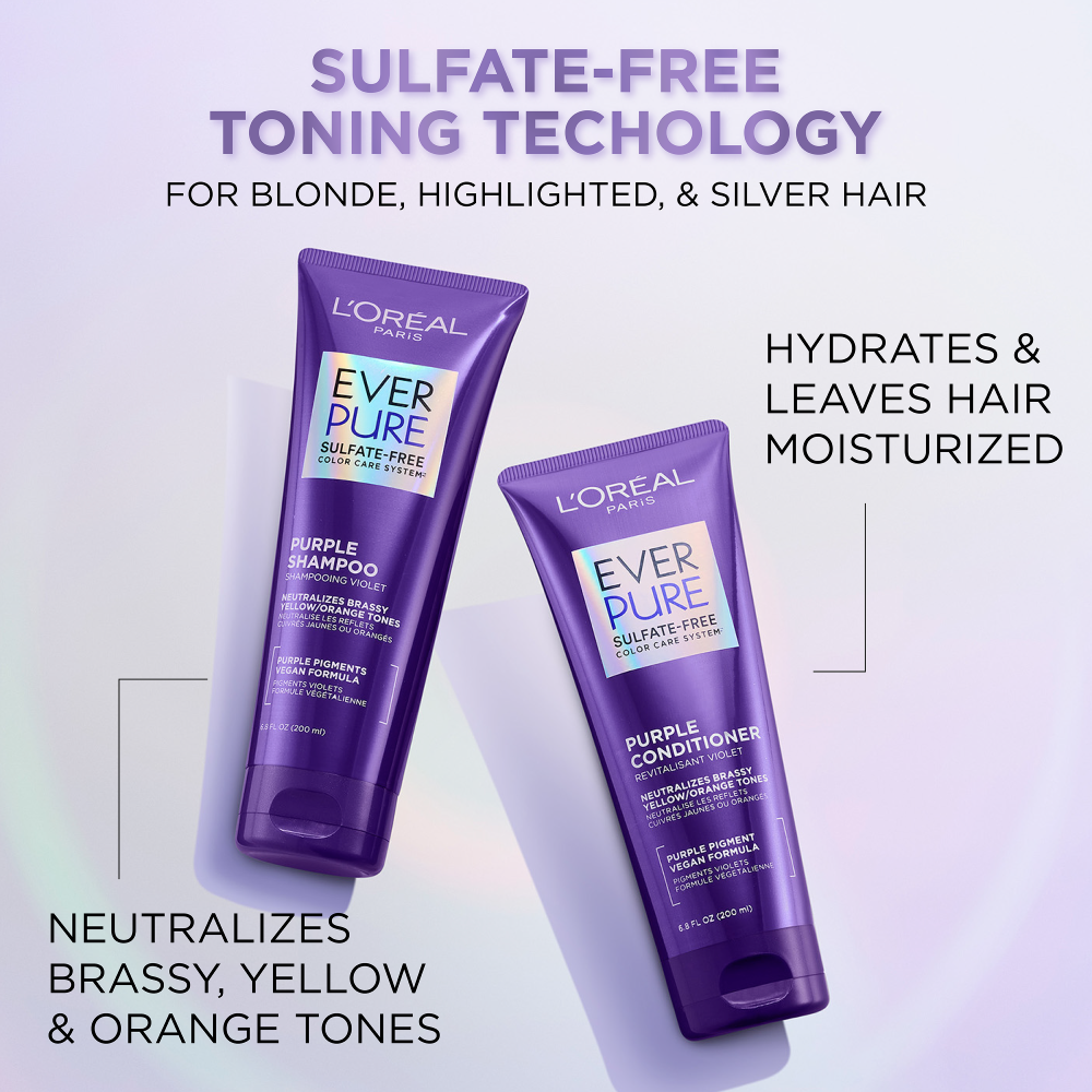 LOREAL PARIS EverPure Sulfate Free Purple Conditioner for Toning Blonde Hair 6.8 fl. oz.(200ml) - Image 3 of 8