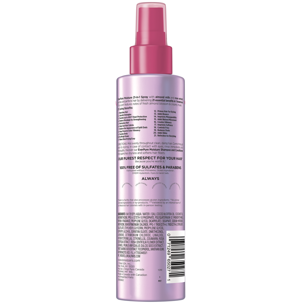 L'Oreal Paris Sulfate Free Moisture 21-in-1 Leave-In Conditioner for Dry Hair, EverPure, 6.7 fl. oz.(200ml) - Image 6 of 6