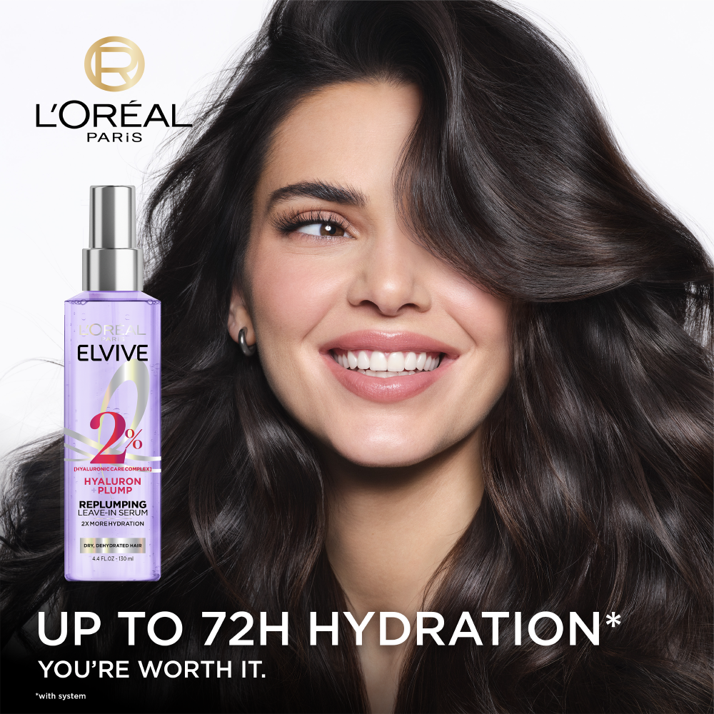 LOREAL PARIS Elvive Hyaluron Plump Moisture Plump Serum, Paraben-free 4.4 fl. oz.(130ml) - Image 3 of 7