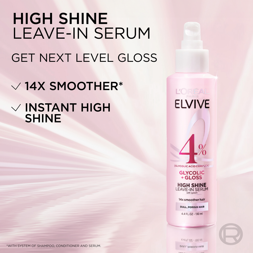 L'Oreal Paris Elvive Glycolic Gloss High Shine Leave-in Serum 4.4 fl. oz.(130ml) - Image 5 of 8