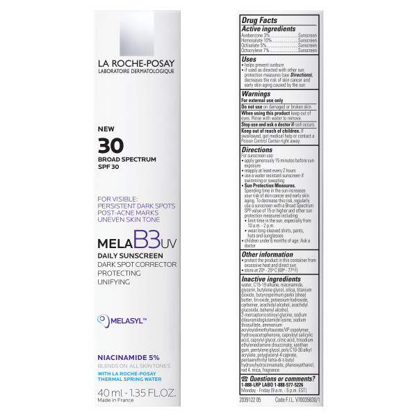 La Roche Posay Mela B3 Daily Moisturizer SPF 30 UV Sunscreen With Melasyl™ + Niacinamide 1.35 fl. oz.(40ml) - Image 2 of 7