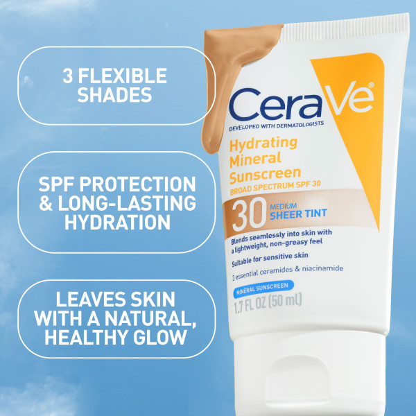 CeraVe Tinted Hydrating Face Sunscreen SPF 30 Medium 1.7 fl. oz.(50ml) - Image 3 of 6