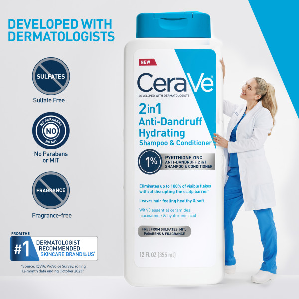 CeraVe Anti-dandruff 2-in-1 Shampoo & Conditioner 12 fl. oz.(355ml) - Image 7 of 7