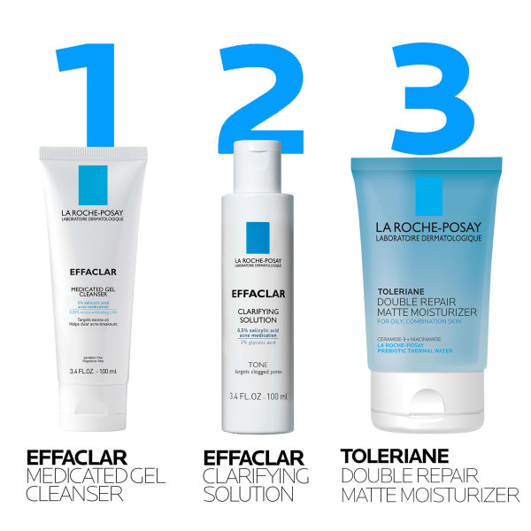 La Roche Posay Effaclar Daily Acne Kit : Cleanser 3.4 fl. oz.(100ml) + Toner 3.4 fl. oz.(100ml) + Moisturizer 3.4 fl.oz (100ml) - Image 5 of 6