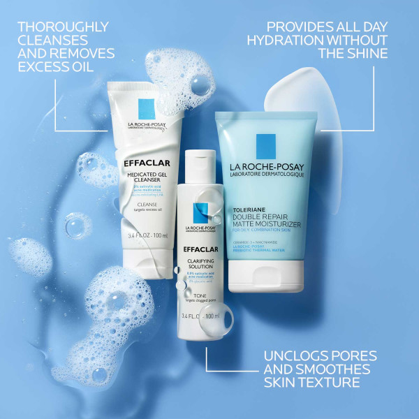 La Roche Posay Effaclar Daily Acne Kit : Cleanser 3.4 fl. oz.(100ml) + Toner 3.4 fl. oz.(100ml) + Moisturizer 3.4 fl.oz (100ml) - Image 4 of 6