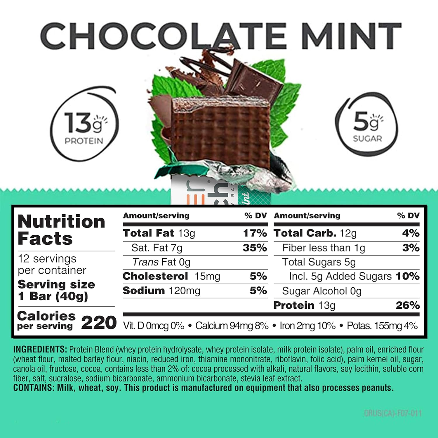 Power Crunch Protein Bars Chocolate Mint Net Wt 1.4 oz.(40g) - Image 2 of 2