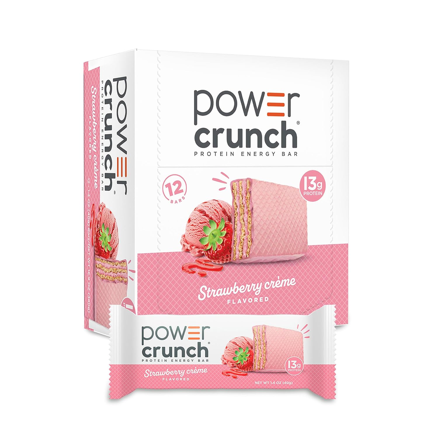 Power Crunch Protein Bars Strawberry Creme Net Wt 1.4 oz.(40g)