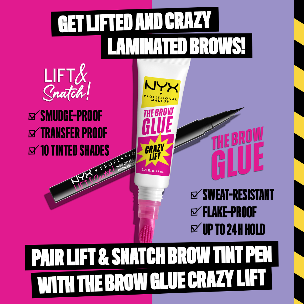 NYX Professional Makeup The Brow Glue- Brow Makeup The Brow Glue Crazy Lift, Clear 0.23 fl. oz.(7ml) - Image 8 of 8