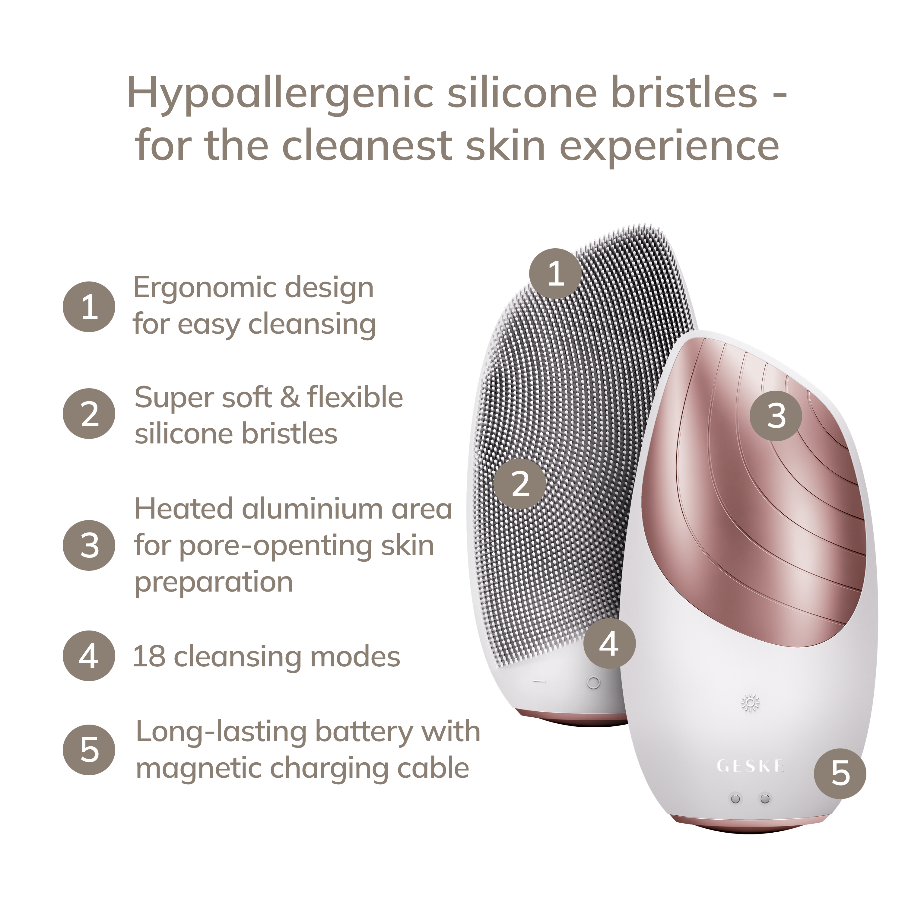 GESKE Sonic Thermo Cleansing Brush 6-In-1 Starlight - Image 7 of 8
