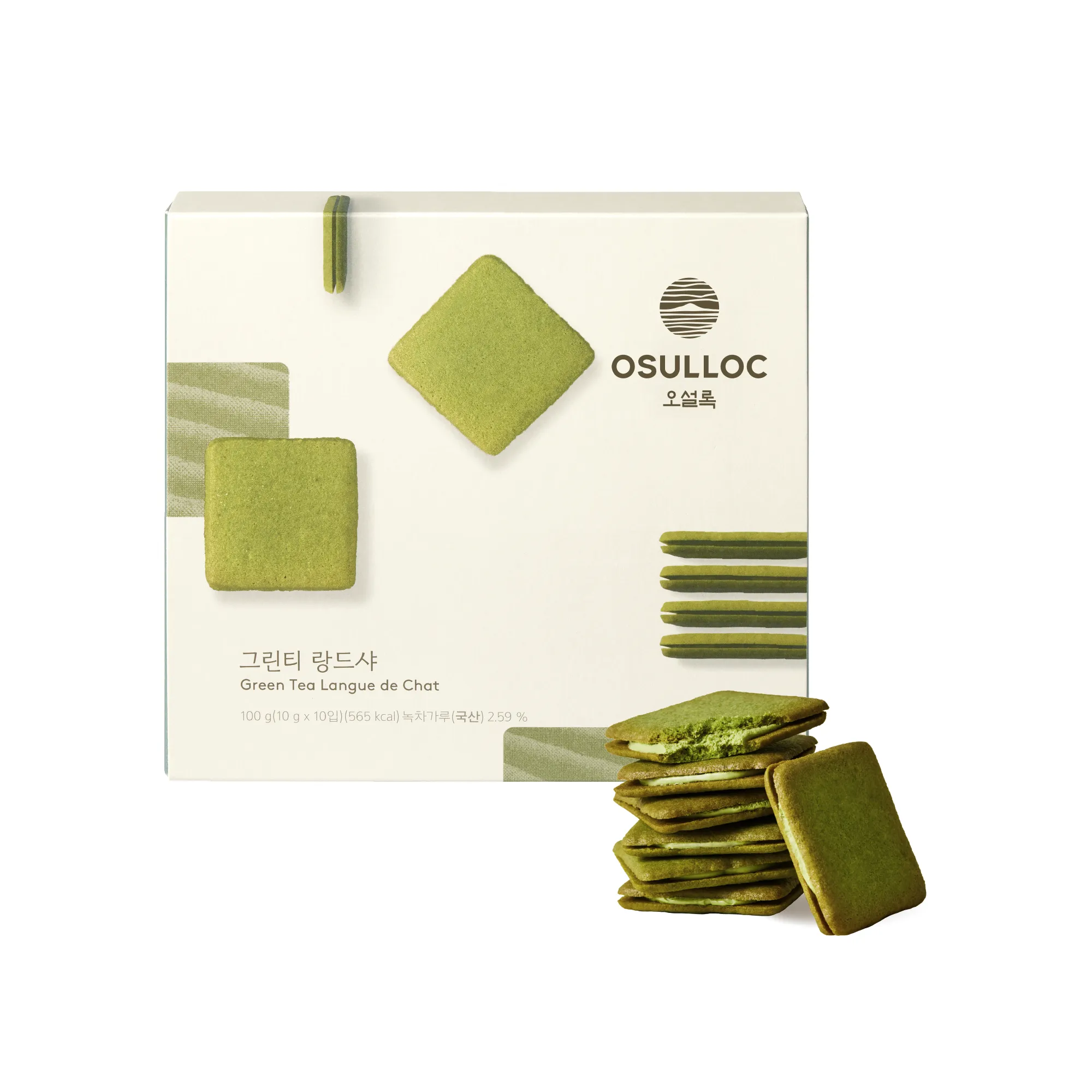 OSULLOC Green Tea Langue De Chat 0.35 oz.(10g) x 10ea
