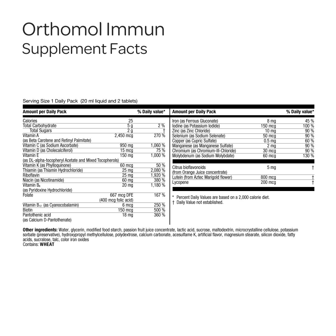 orthomol Immune - Daily Immun Support With Vitamin A-e, Zinc & Selenium 7 - Day Supply 4.7 fl. oz.(140ml) - Image 2 of 2