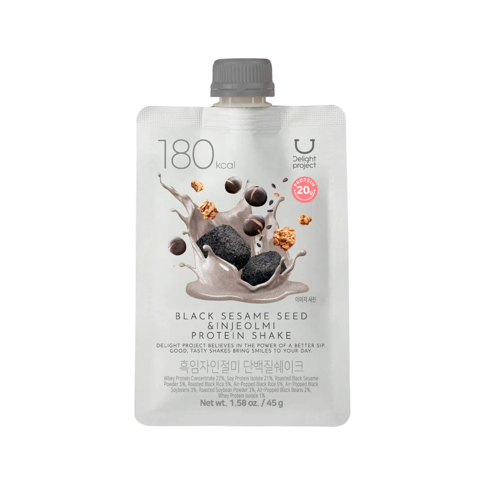 DELIGHT PROJECT Black Sesame Seed & Injeolmi Protein Shake 1.58 oz.(45g)
