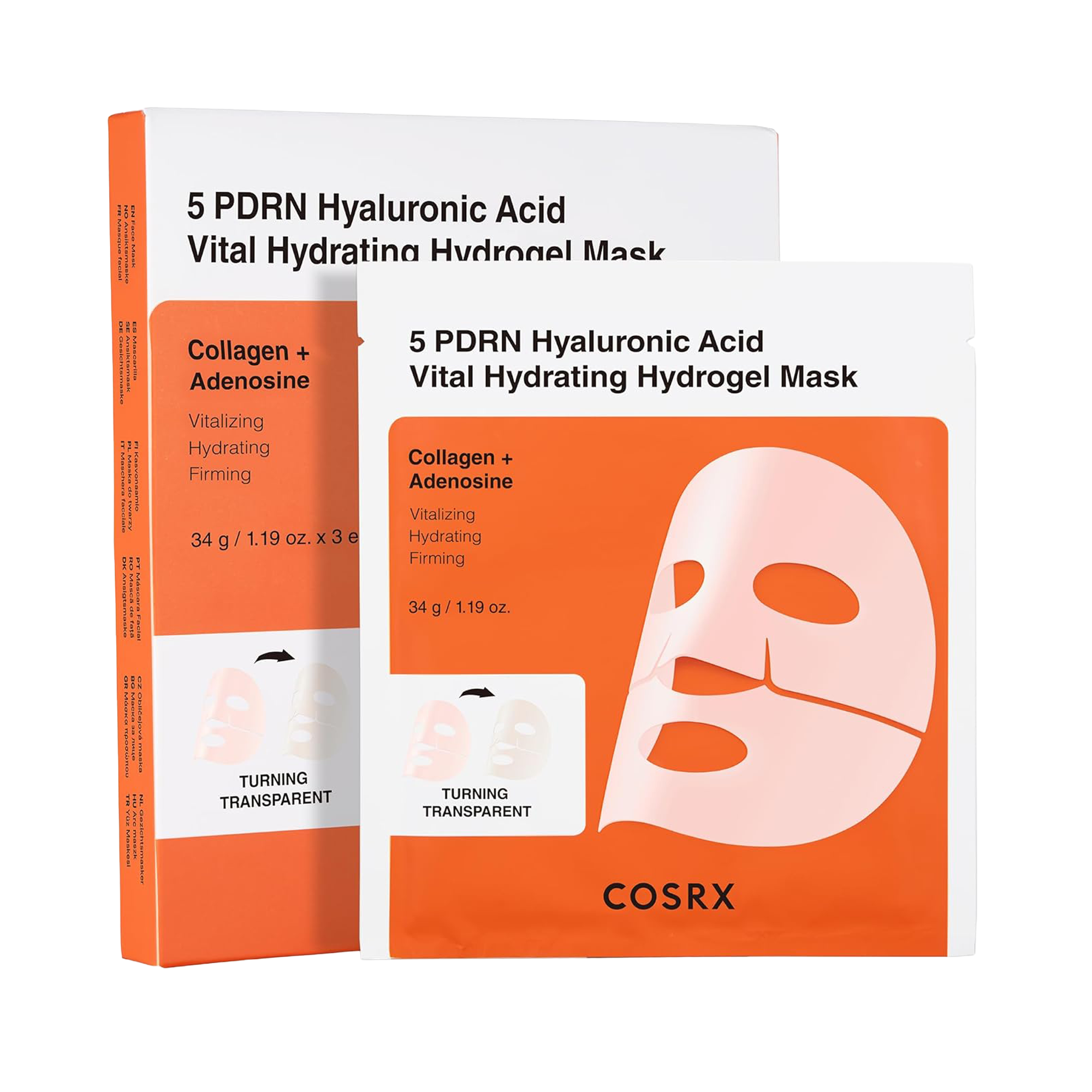 COSRX 5 PDRN Hyaluronic Acid Vital Hydrating Hydrogel Mask 1.19 oz.(34g) x 3ea