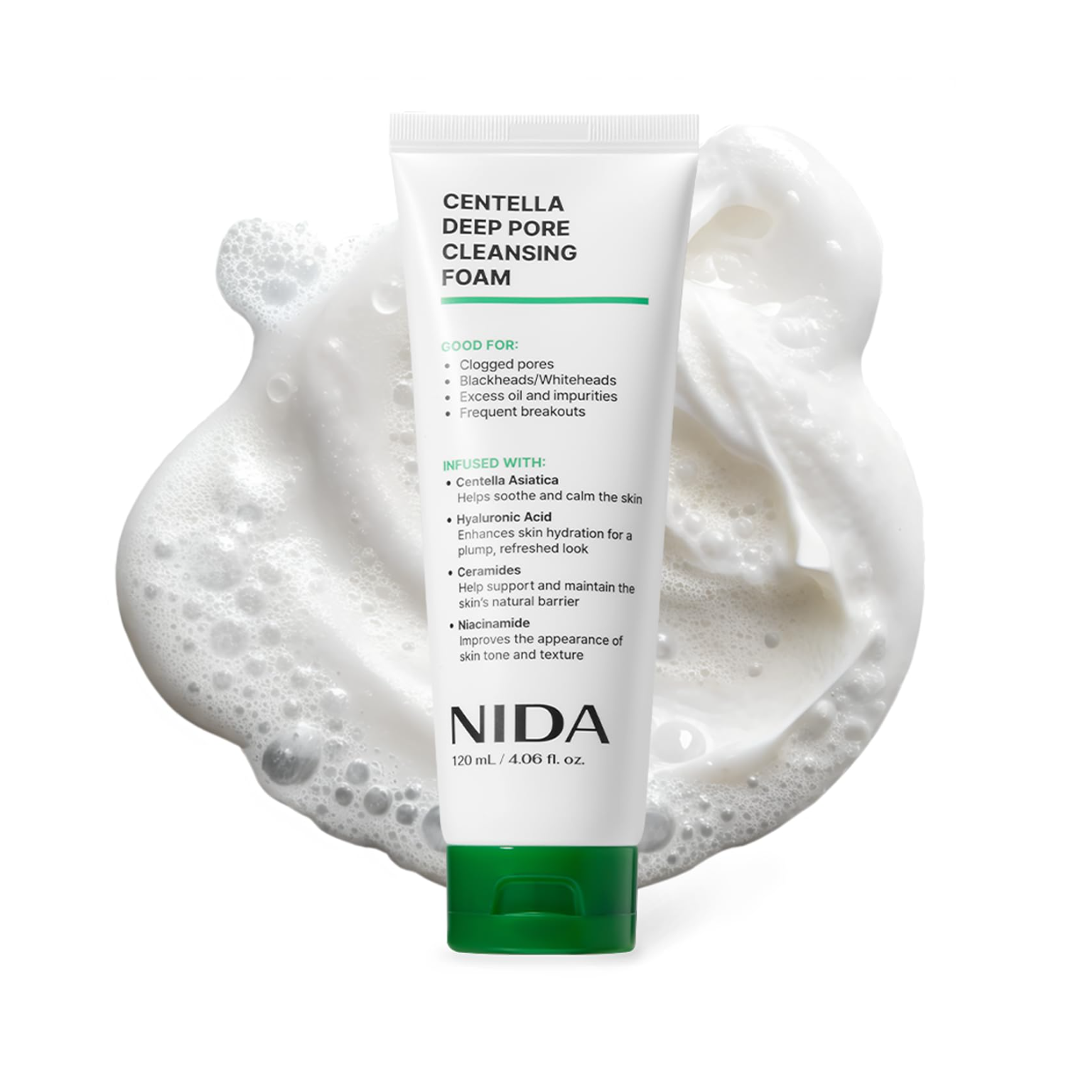 NIDA Centella Deep Pore Cleansing Foam 4.06 fl. oz.(120ml)