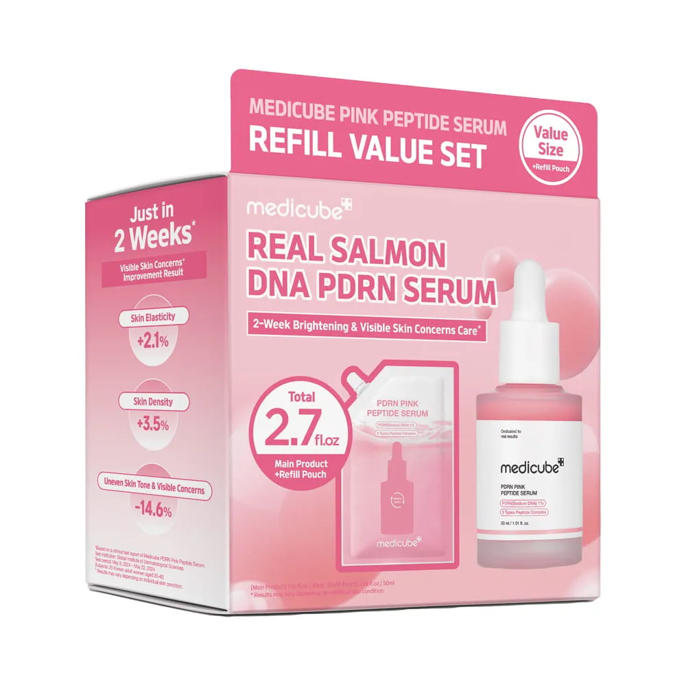 medicube PDRN Pink Peptide Serum 1.01 fl. oz.(30ml) Refill Set (+Serum Refill 1.69 fl. oz.(50ml))
