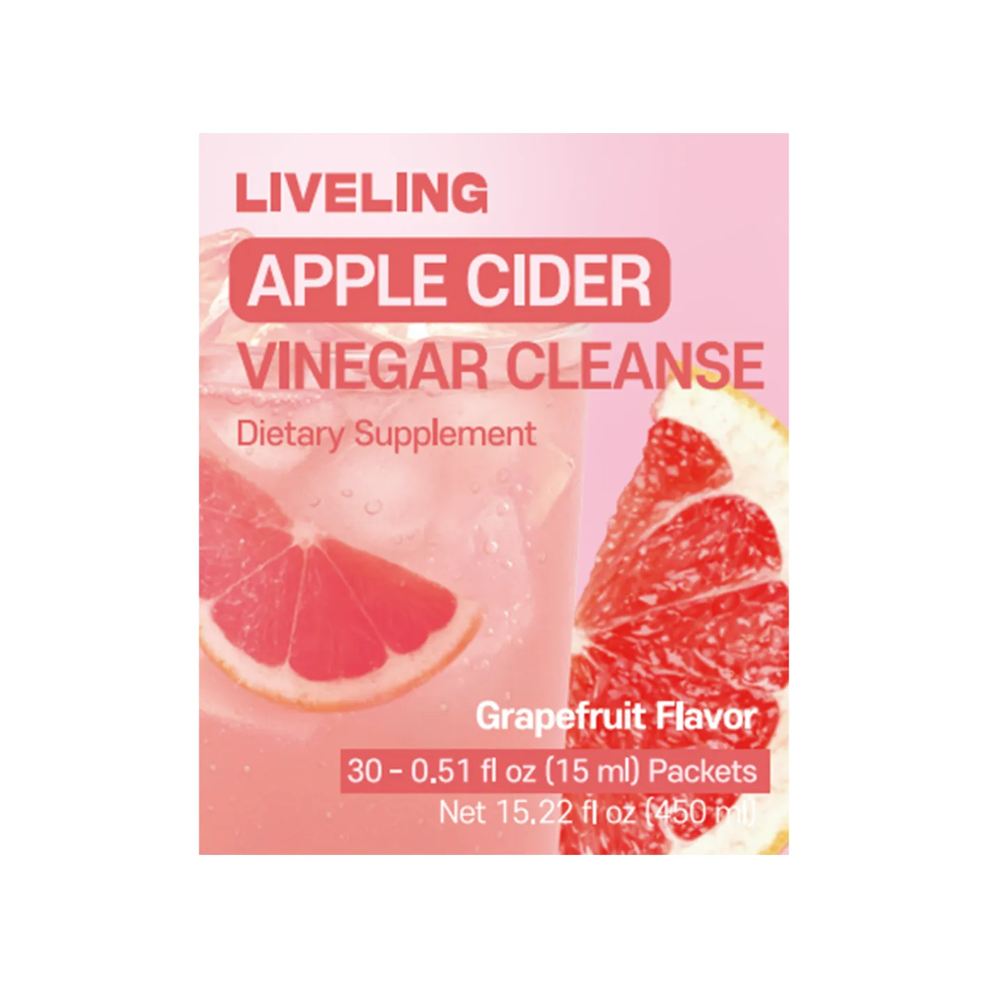 LIVELING Apple Cider Vinegar Cleanses Grapefruit Flavor 0.51 oz.(15ml) x 30ea