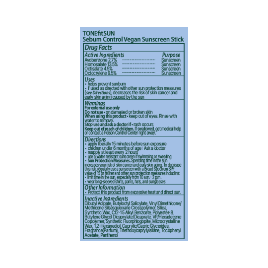 TONEfitSUN Sebum Control Vegan Sunscreen Stick 0.7 oz.(20g) - Image 2 of 2