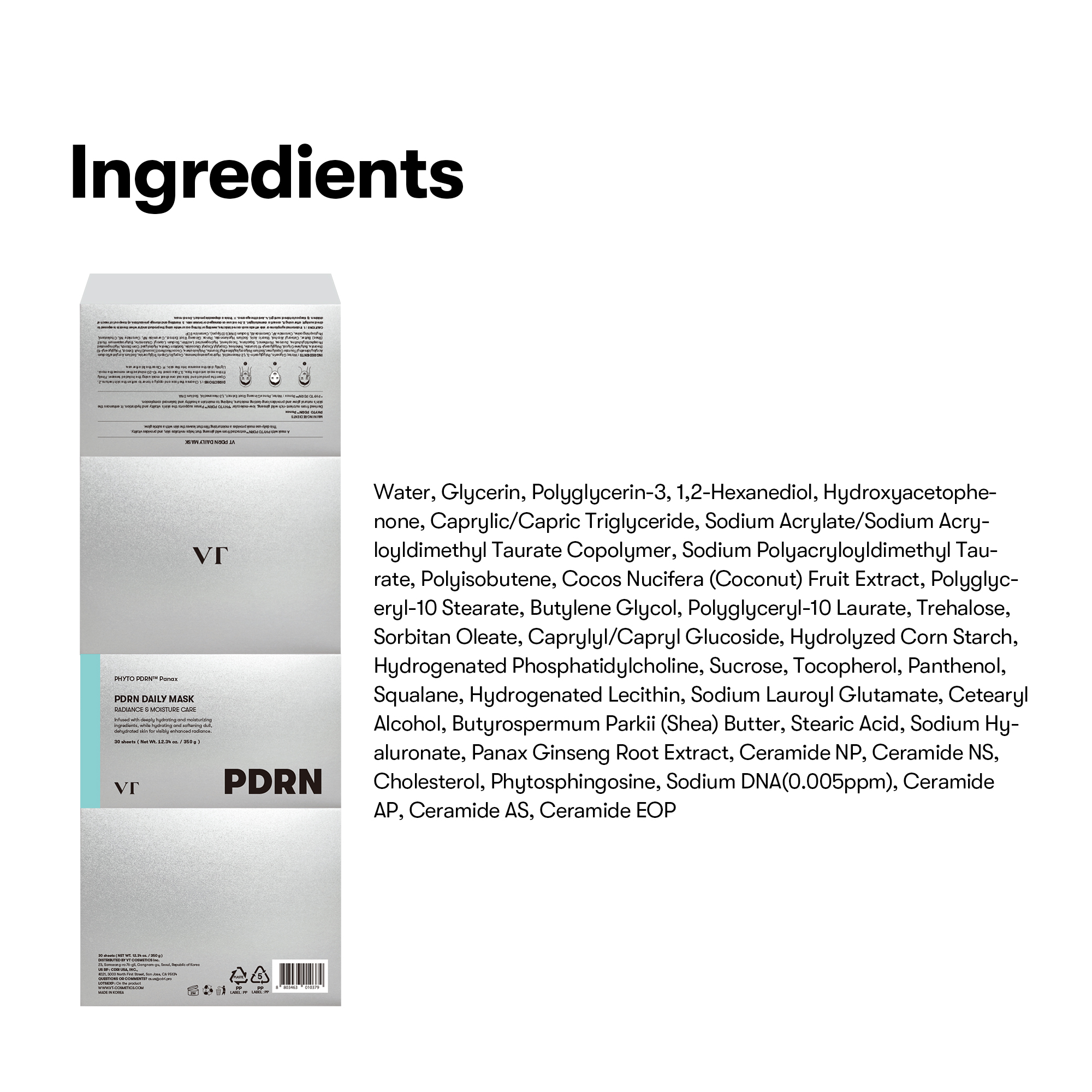 VT PDRN Daily Mask 30 Sheets 12.34 oz.(350g) - Image 8 of 8