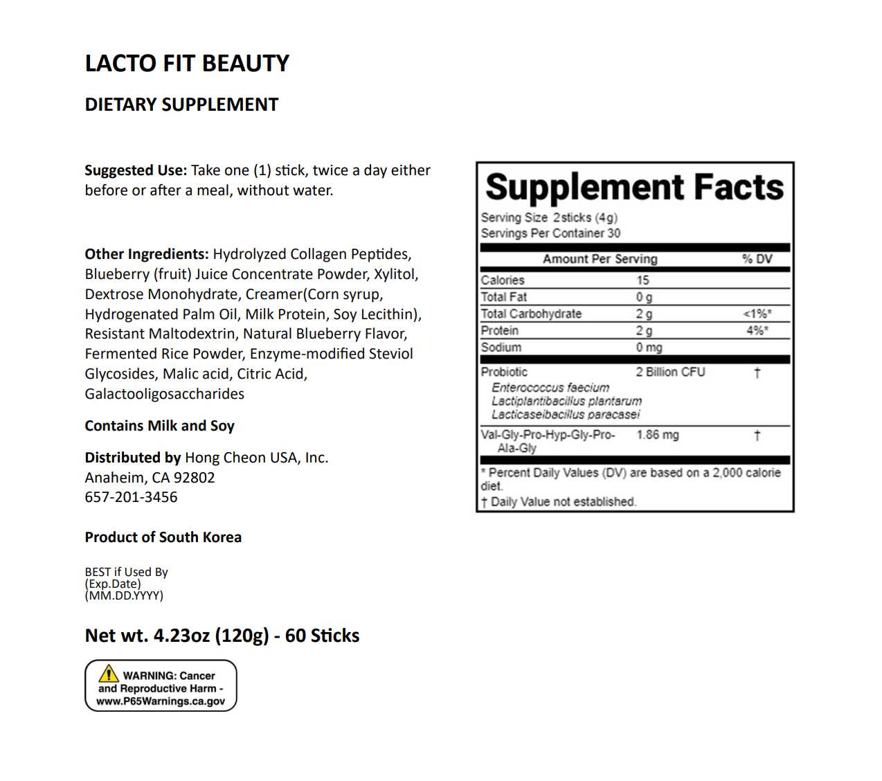 LACTO-FIT Beauty 4.2 oz.(120g) x 60ea - Image 2 of 2