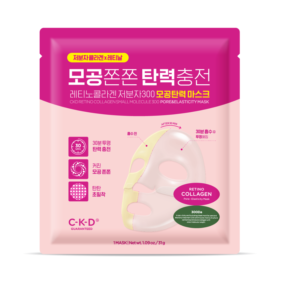 【OMILOVE♡ 】Collagen Mask 6枚入り CKD Retino Collagen Small Molecule 300 Pore & Elasticity Mask 5ea