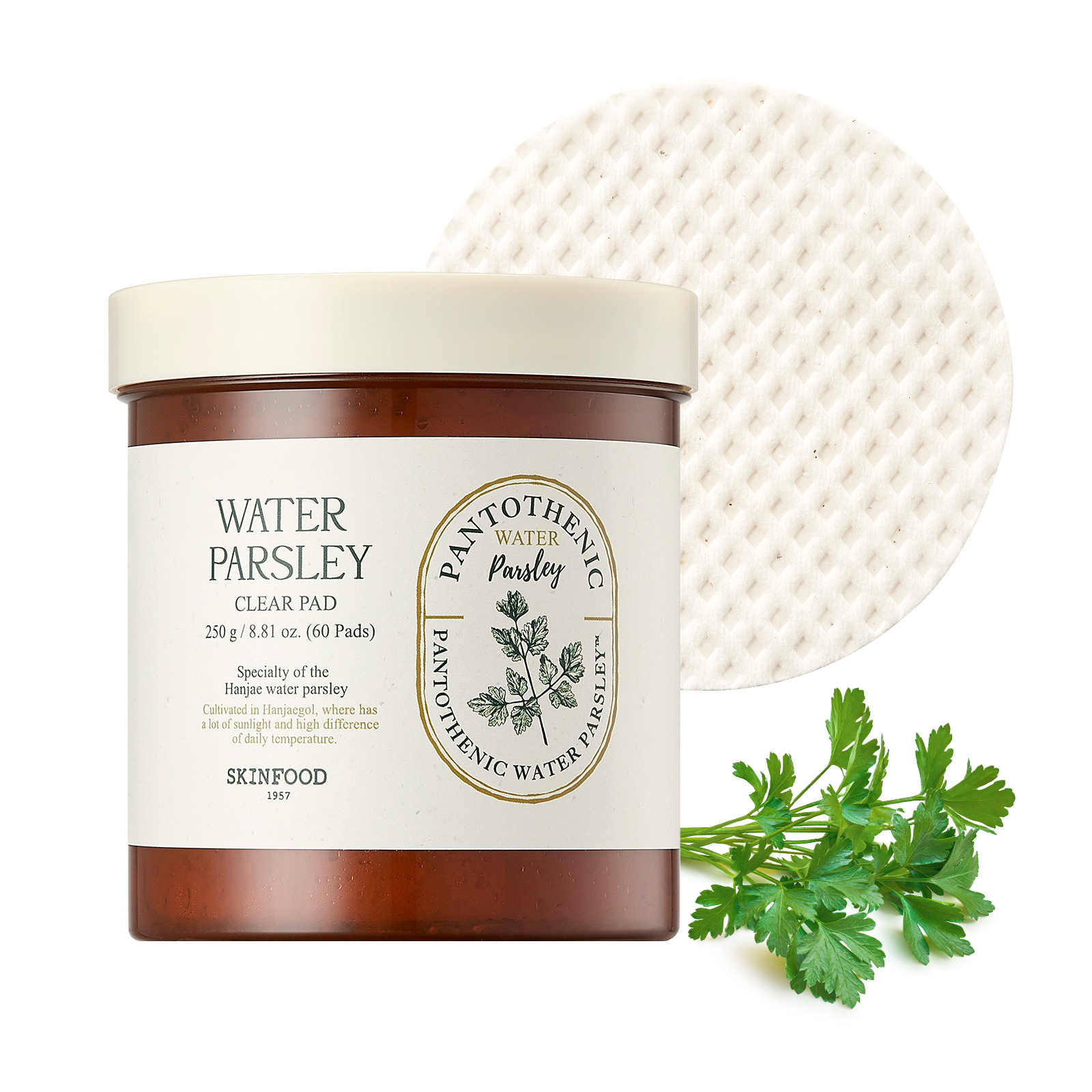 SKINFOOD Pantothenic Water Parsley Clear Pad 60ea 8.81 oz.(250g)