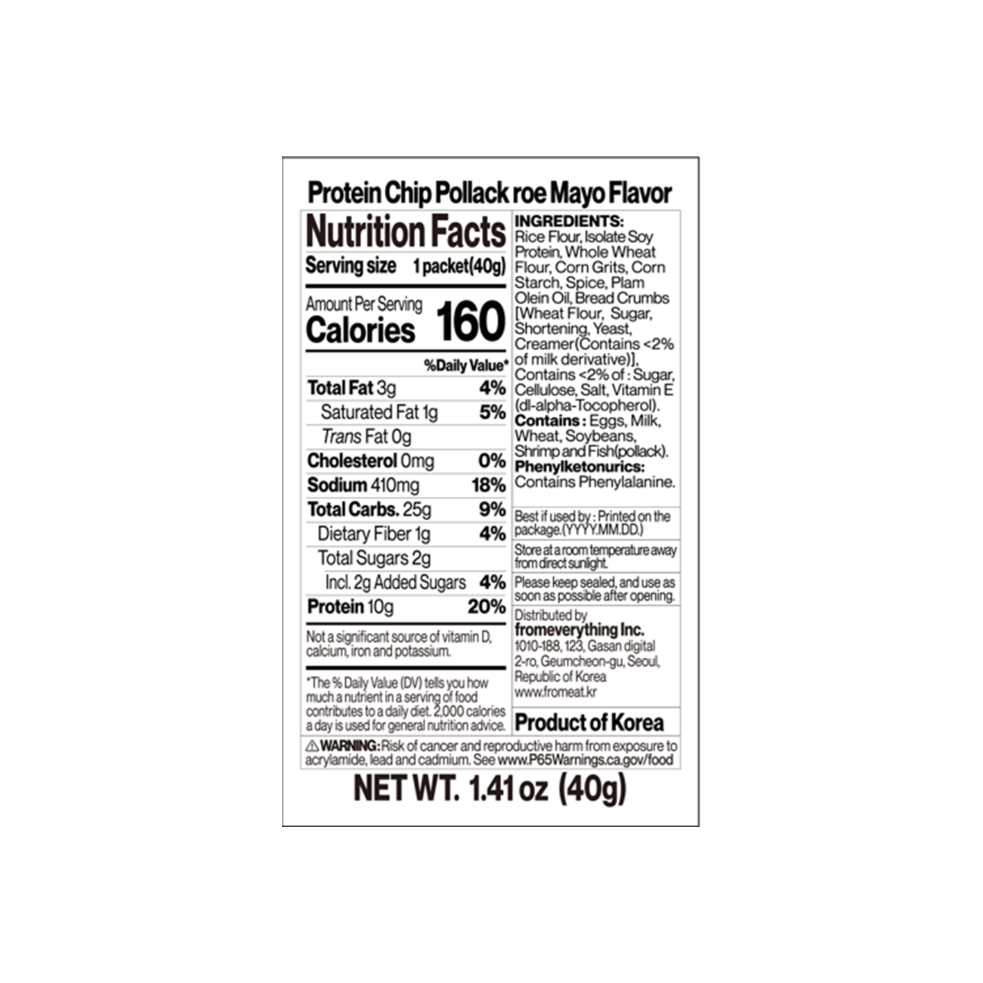 fromeat Protein Chip Pollock Roe With Mayonnaise 1.41 oz.(40g) - Image 2 of 2