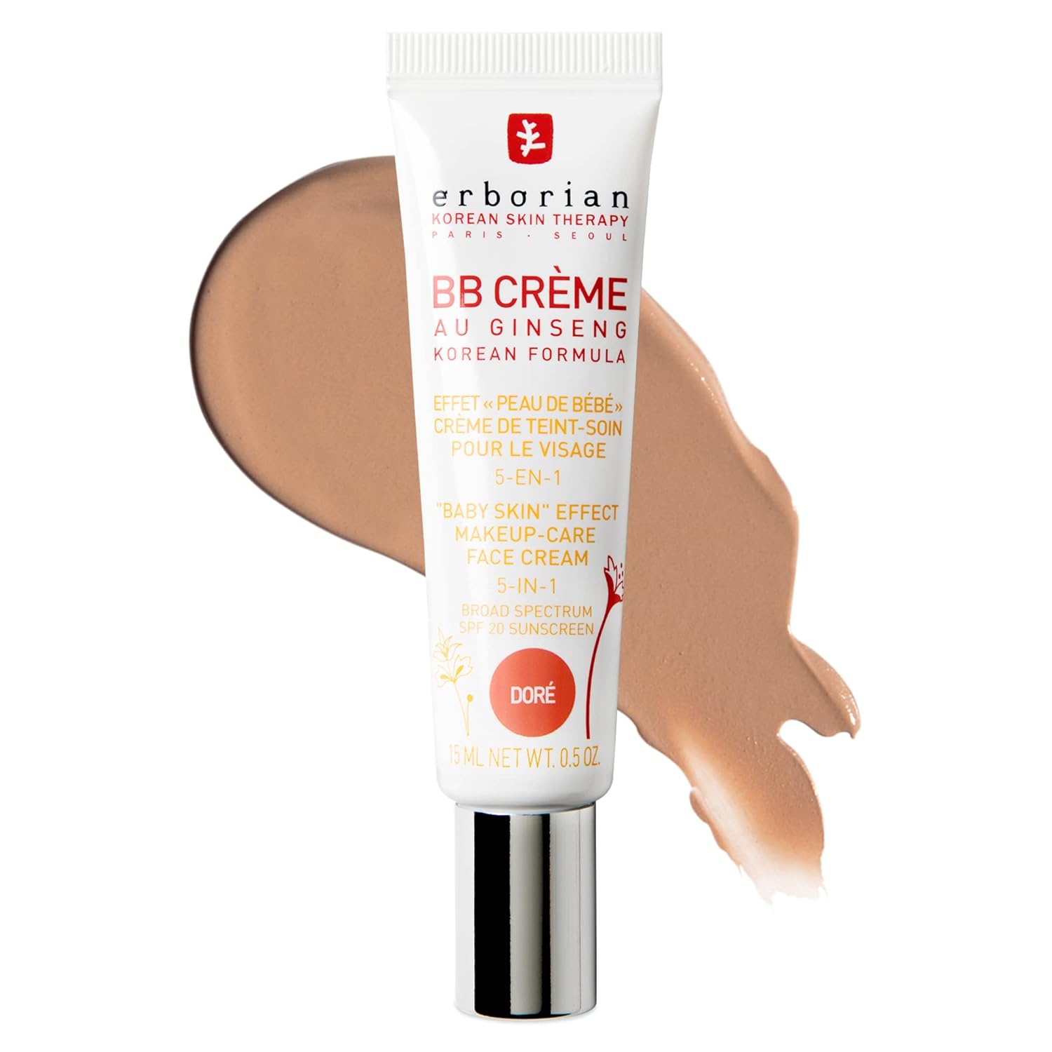 [2colors] Erborian Bb Crème Au Ginseng 5-in-1 Broad Spectrum SPF 20 Sunscreen 0.5 oz.(15ml)