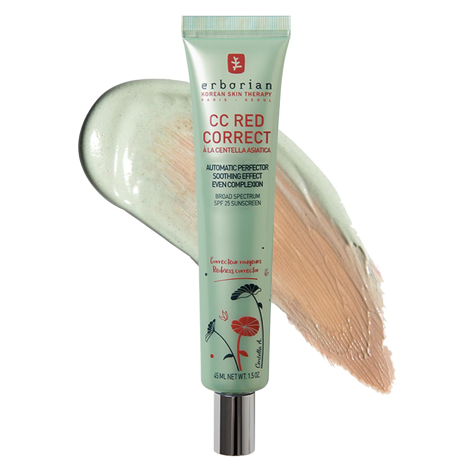 Erborian Cc Red Correct Color-correcting Cream Broad Spectrum SPF 25 Sunscreen With Centella Asiatica 1.5 oz.(45ml)