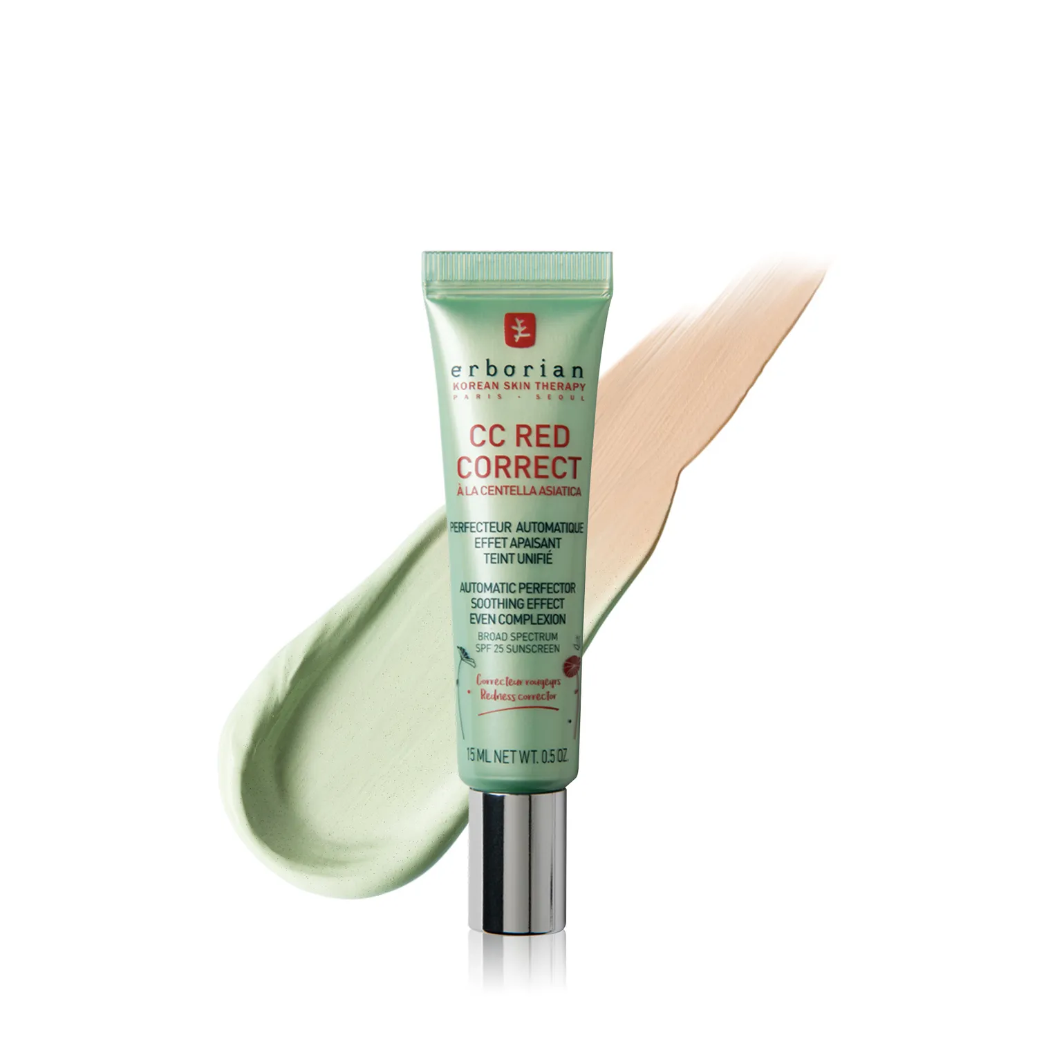 Erborian Cc Red Correct Color-correcting Cream Broad Spectrum SPF 25 Sunscreen With Centella Asiatica 0.5 oz.(15ml)