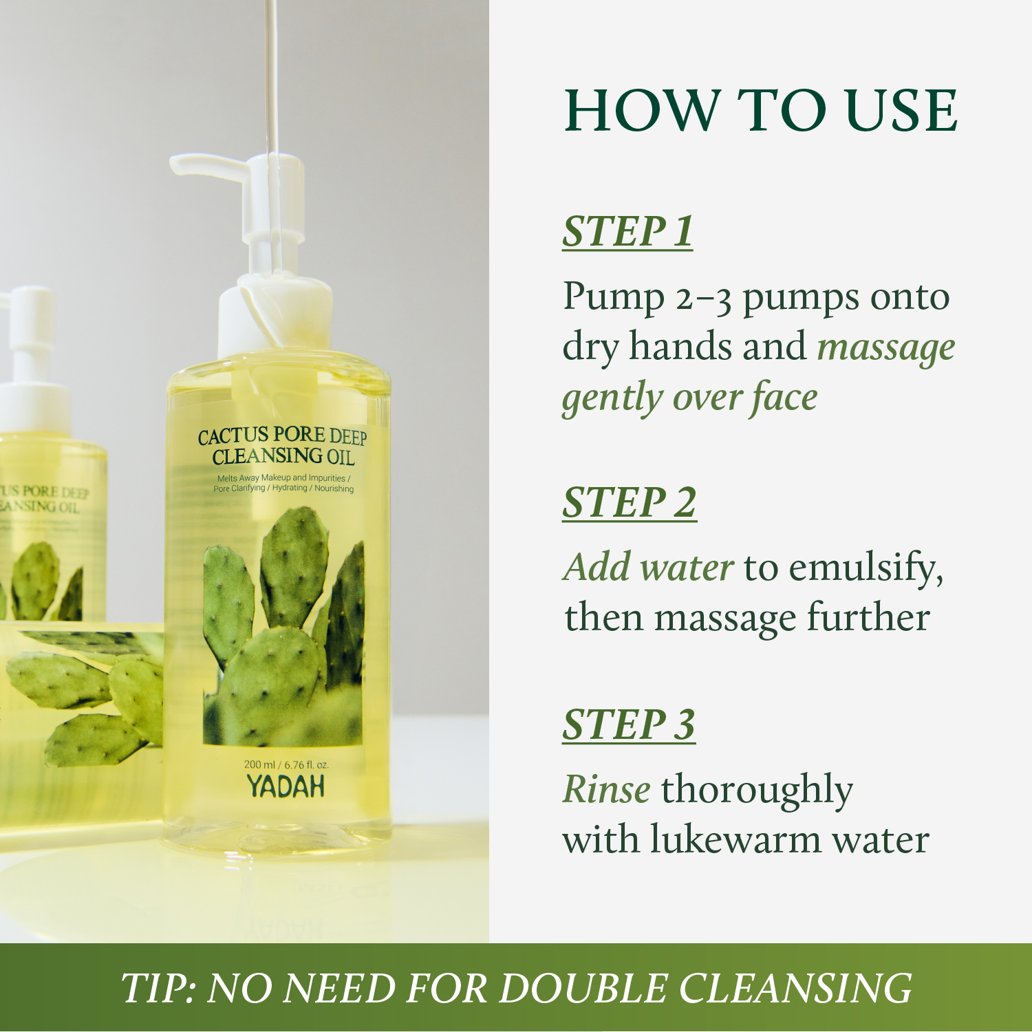 YADAH Cactus Pore Deep Cleansing Oil 6.76 fl. oz.(200ml) - Image 6 of 6