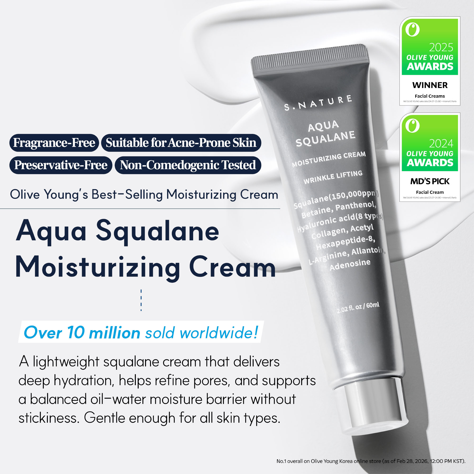 2options] S.NATURE Aqua Squalane Moisturizing Cream 2.03 fl. oz