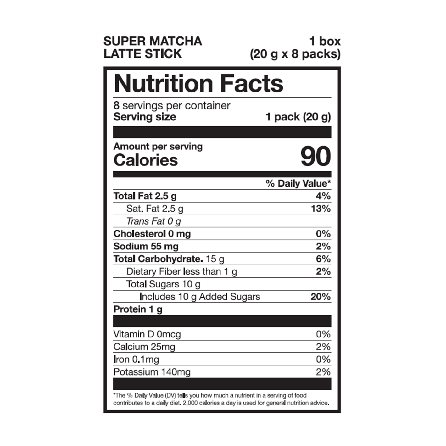 SUPER MATCHA Latte Stick 0.56 oz.(20g) x 8ea - Image 2 of 2