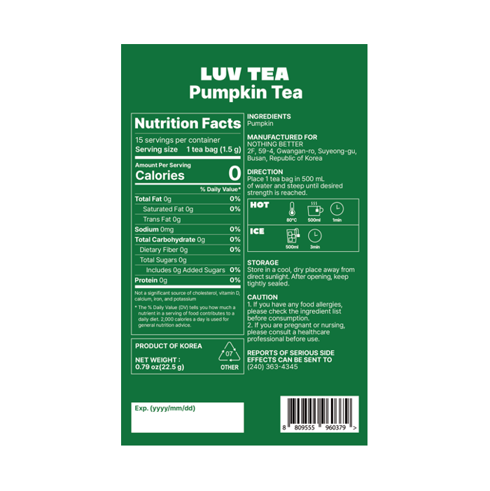NOTHING BETTER Luv Tea Pumpkin Tea 0.79 oz.(22.5g) x 15ea - Image 2 of 3