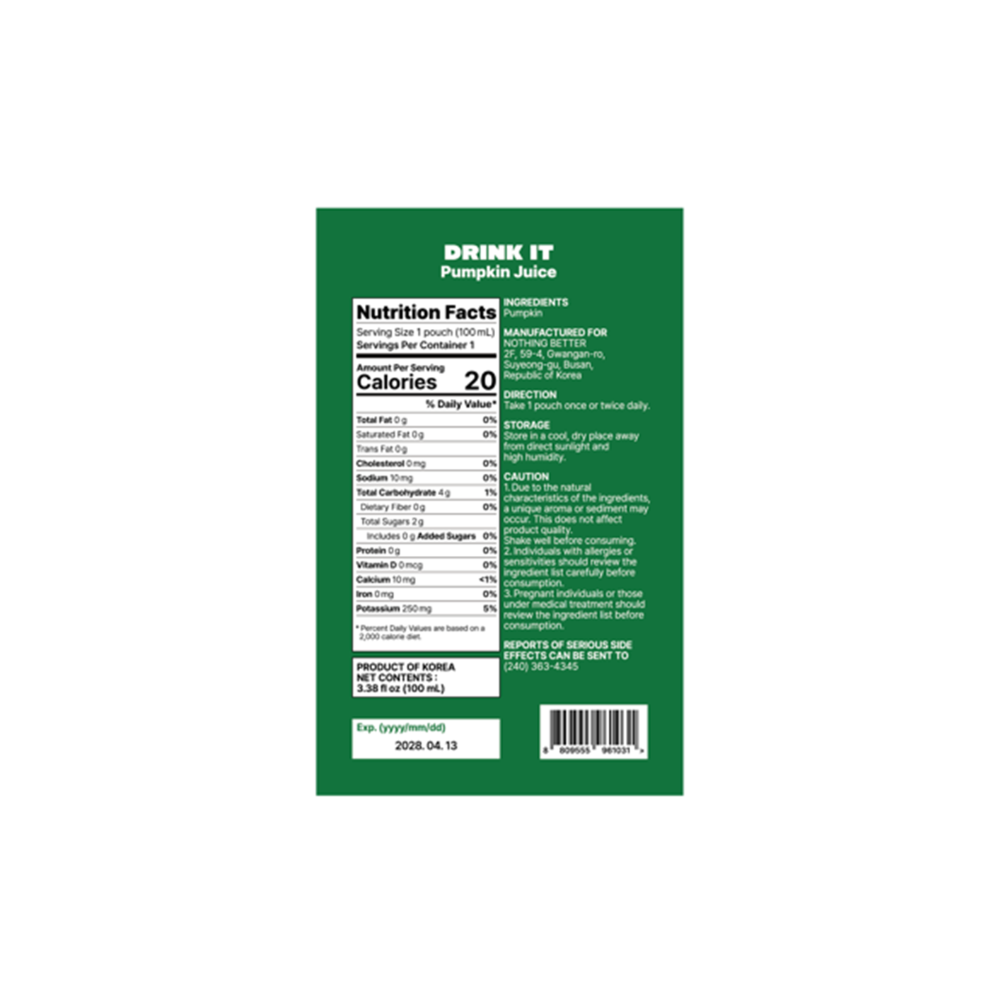 NOTHING BETTER Drink It Pumpkin Juice 3.38 fl. oz.(100ml) - Image 2 of 2