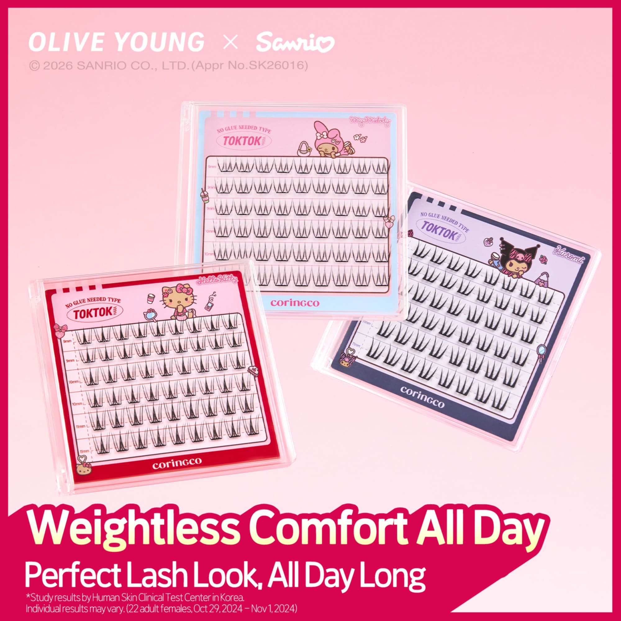 [3types] CORINGCO Toktokhara No Glue Eyelash (SANRIO)(+Comb Mirror Keyring) - Image 5 of 15