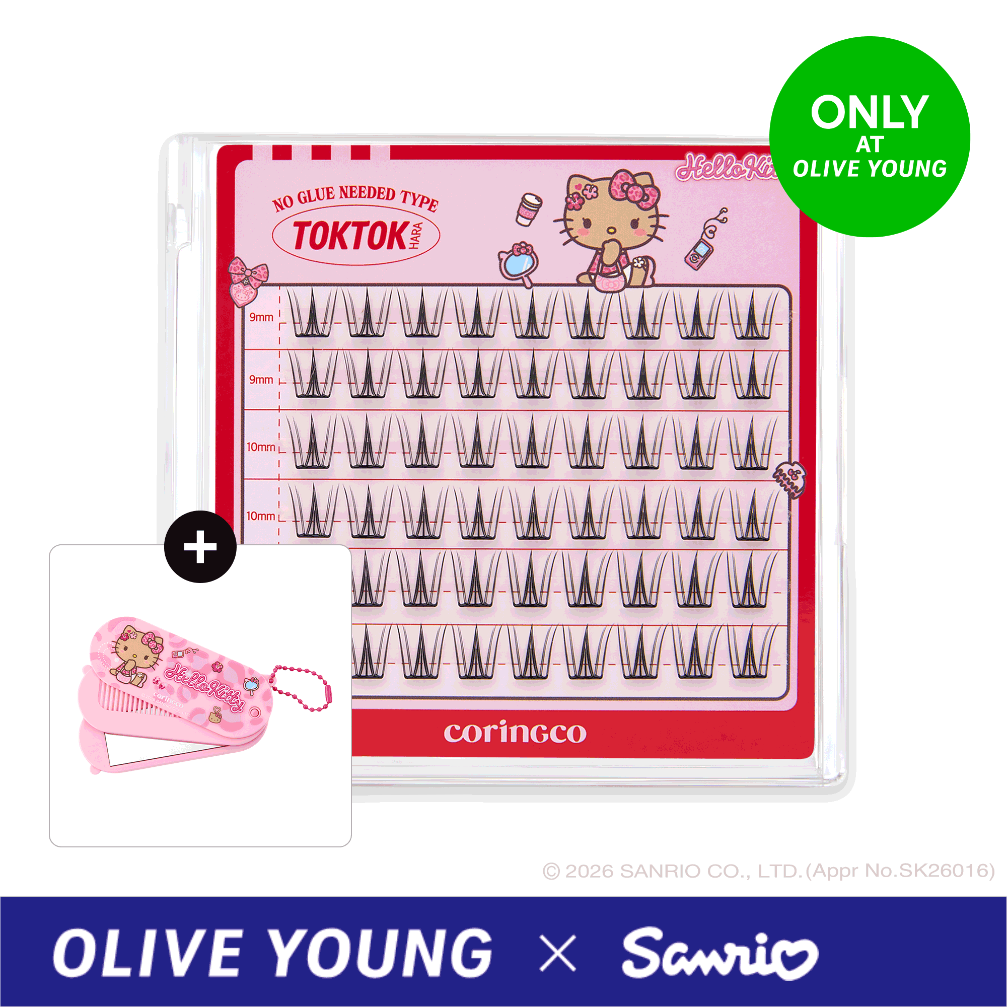 [3types] CORINGCO Toktokhara No Glue Eyelash (SANRIO)(+Comb Mirror Keyring) - Image 2 of 15