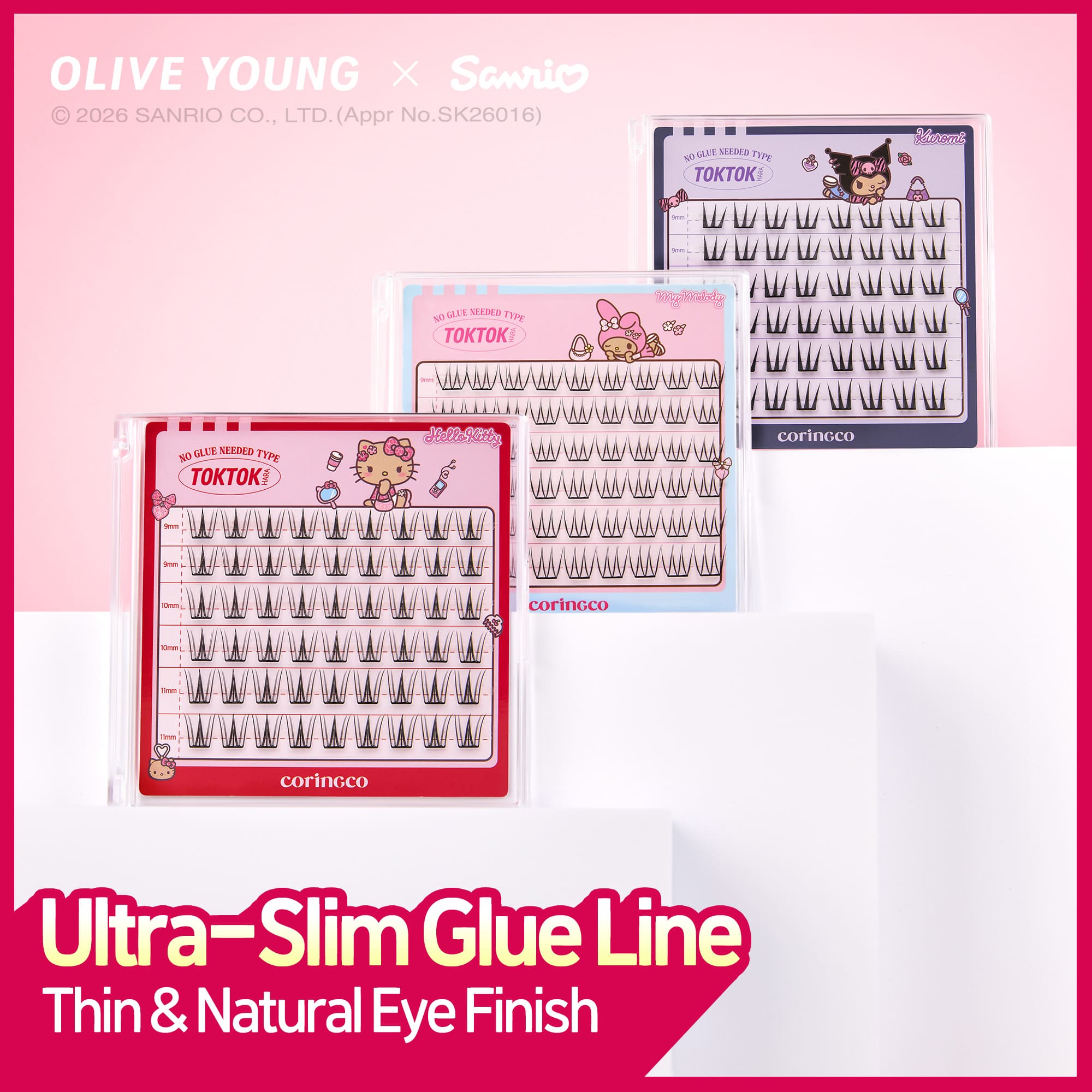 [3types] CORINGCO Toktokhara No Glue Eyelash (SANRIO)(+Comb Mirror Keyring) - Image 4 of 15