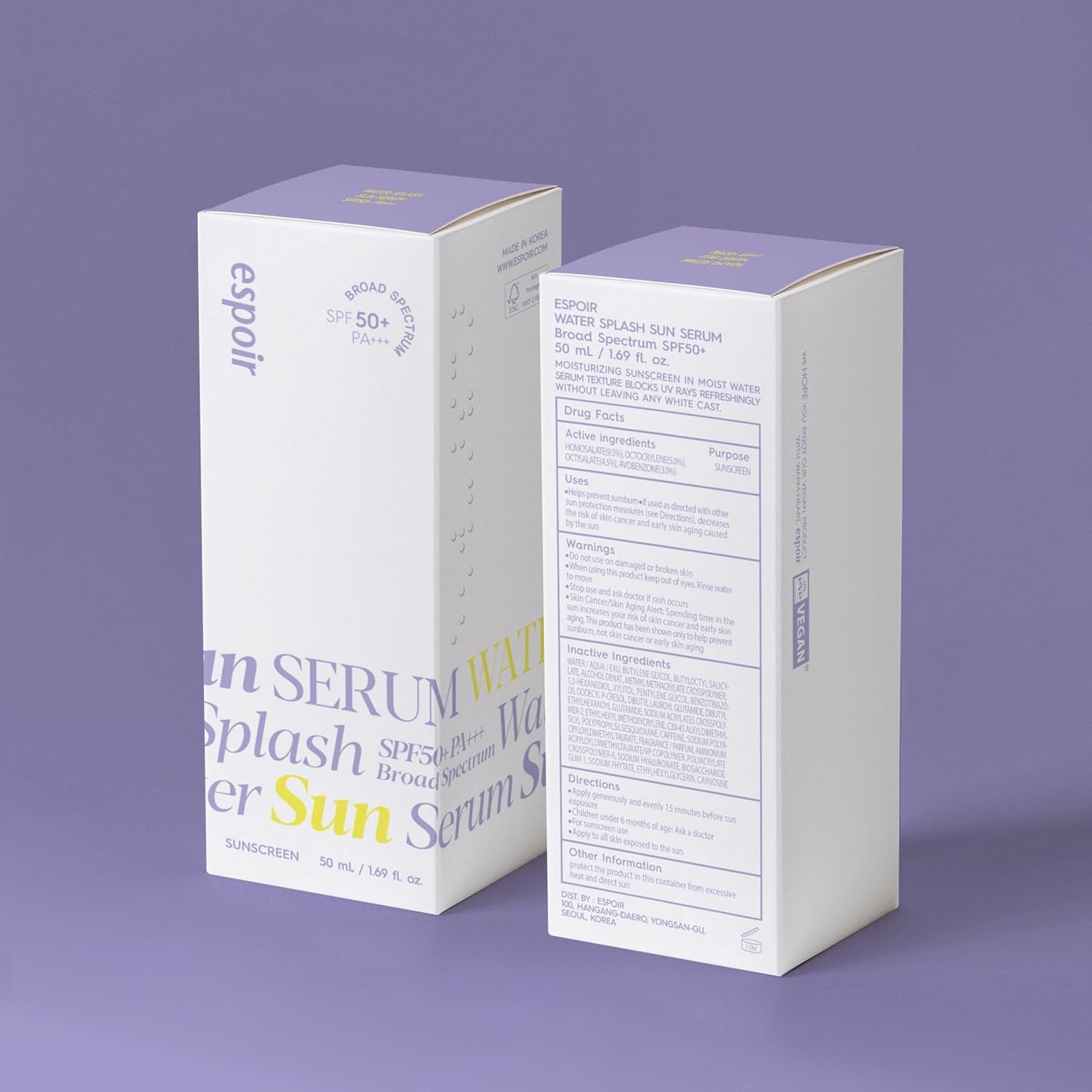 espoir Water Splash Sun Serum Broad Spectrum SPF 50+1.69 fl. oz.(50ml) - Image 2 of 2