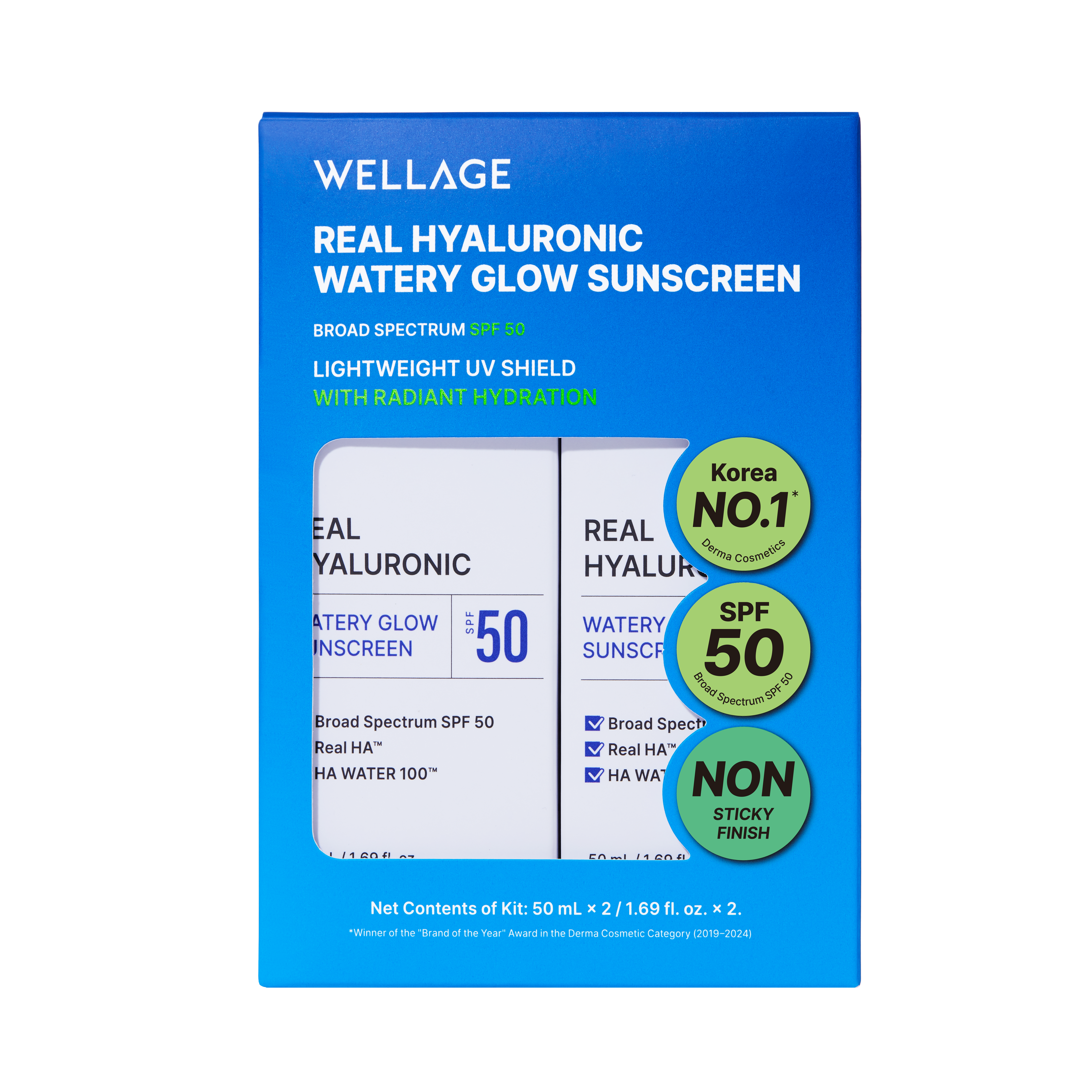 Wellage Real Hyaluronic Watery Glow Sunscreen 1.69 fl. oz.(50ml) x 2ea - Image 2 of 3