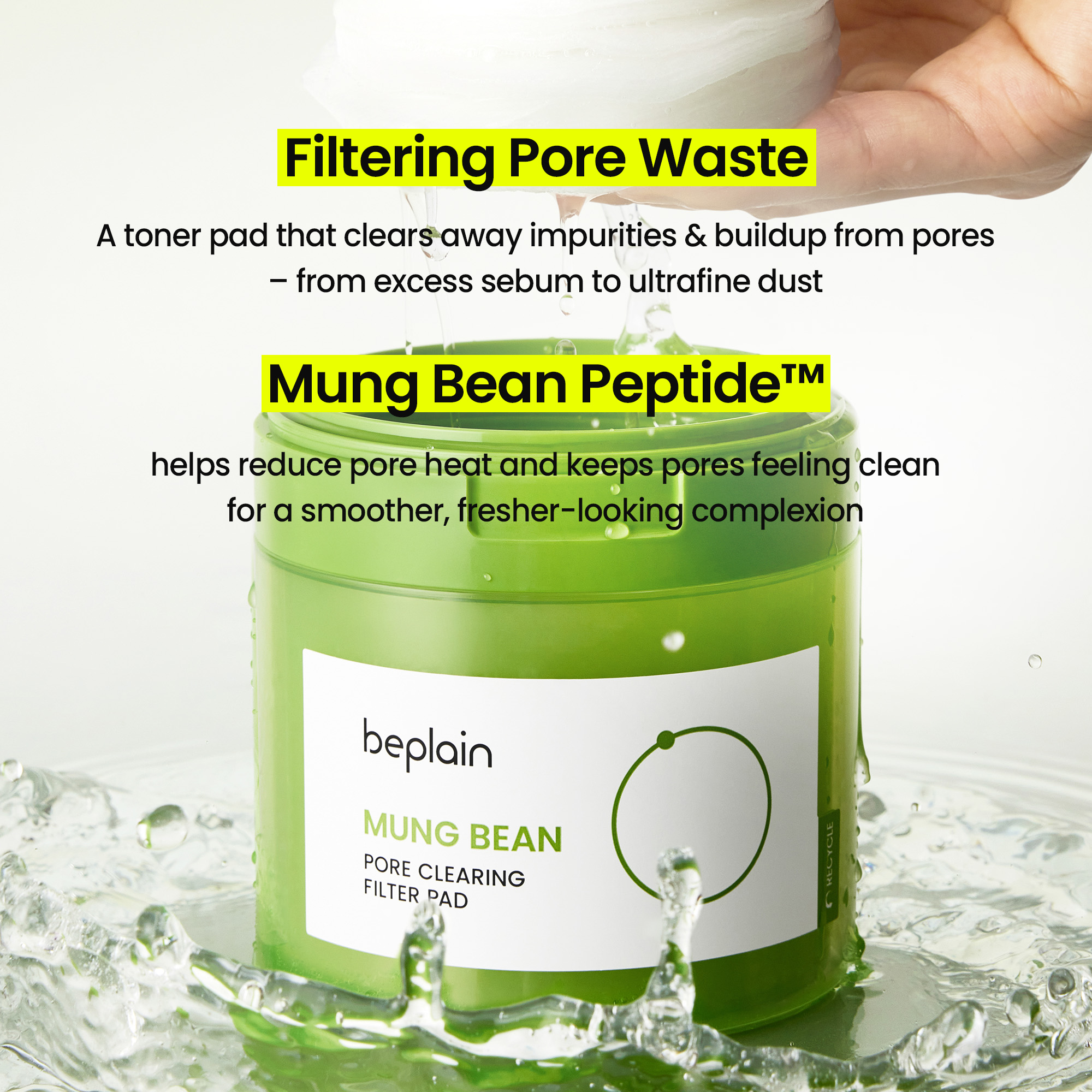 beplain Mung Bean Pore Clearing Filter Pad 70 Pads 6.08 fl. oz.(180ml) - Image 2 of 5