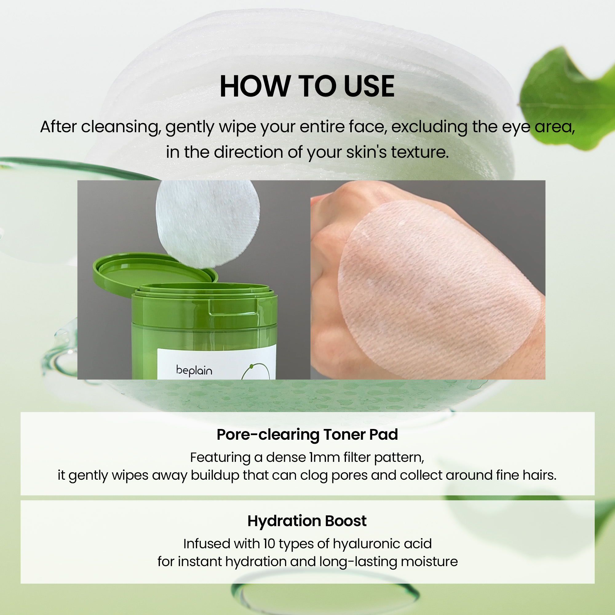 beplain Mung Bean Pore Clearing Filter Pad 70 Pads 6.08 fl. oz.(180ml) - Image 4 of 5