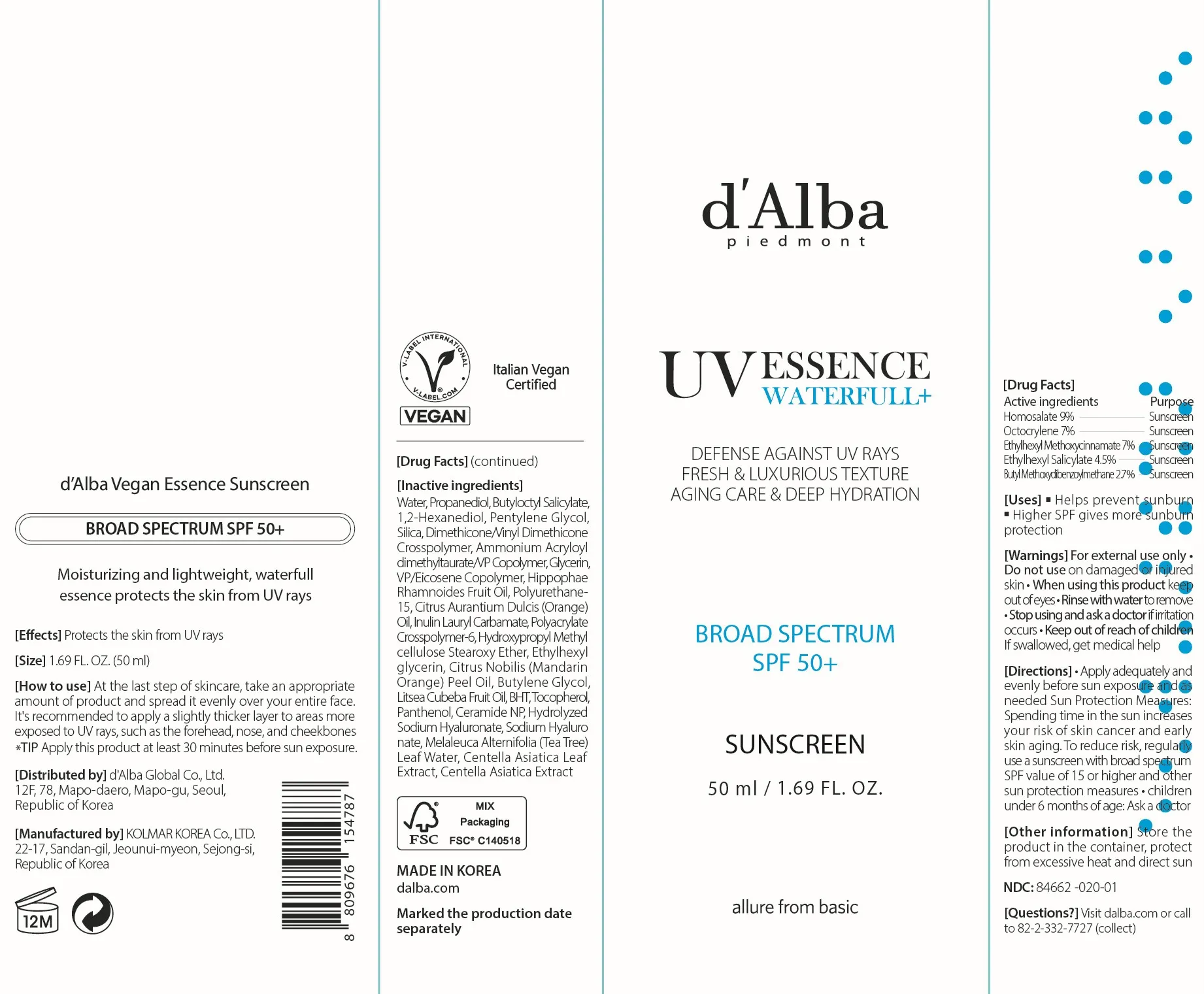 d'Alba Vegan Essence Sunscreen 1.69 fl. oz.(50ml) - Image 2 of 2