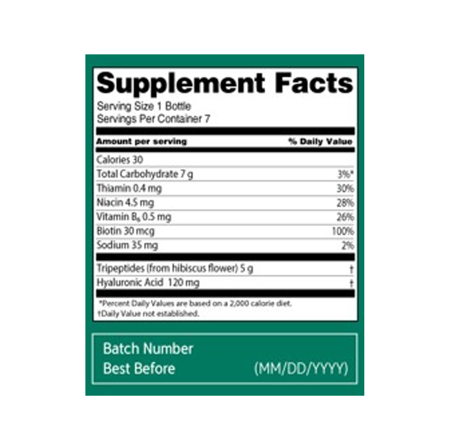 Veganery by d'Alba Vegan Peptide Booster Shot 5000mg Dietary Supplement 1.0 fl. oz.(30ml) x 7ea - Image 2 of 2